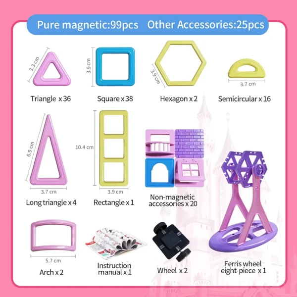 124 PCS Magnet Building Set with Wheel - Image 4